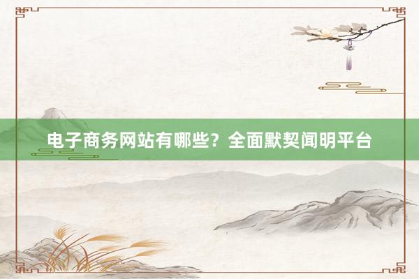 电子商务网站有哪些？全面默契闻明平台